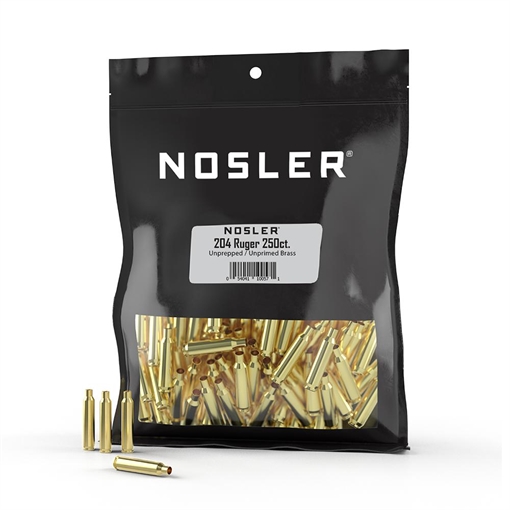 Nosler Unprimed Unprepped Brass Rifle Cartridge Cases .204 Ruger 250/ct (BULK) 10057