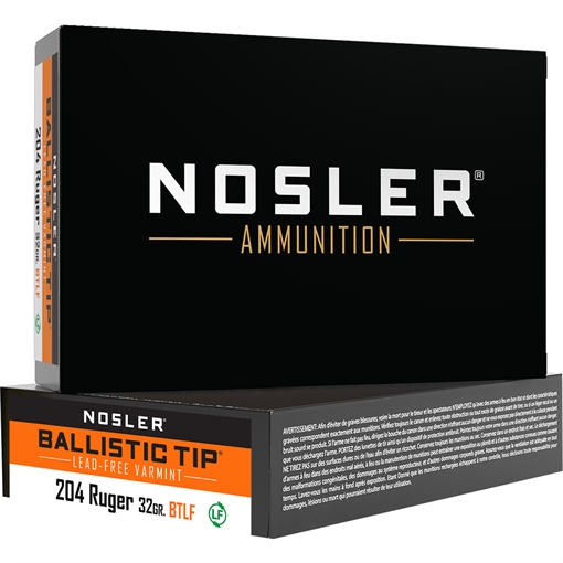Nosler Nosler Varmint Ballistic Tip Rifle Ammunition 204 Ruger 32 gr. BTLF SP 20 rd. 61040