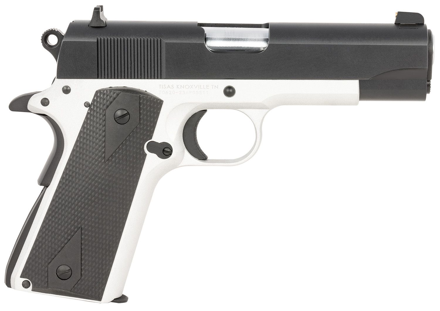 Tisas 1911 Aviator Pistol 10100128, 45 ACP, 4.25in, Black Overmolded Grips, Aluminum/Black Cerakote Finish, 7 Rds