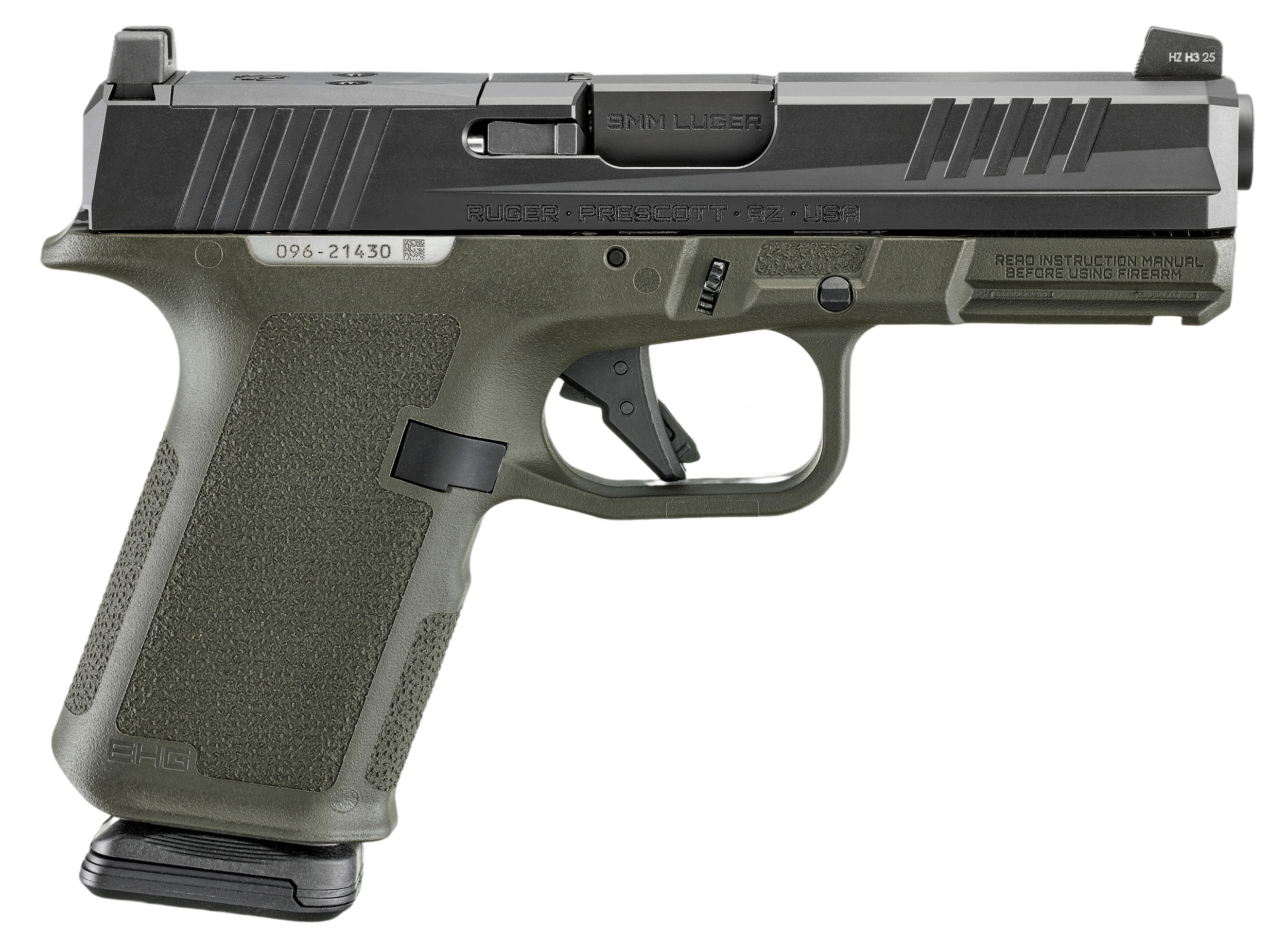 Ruger RXM Pistol 19427 , 9mm, 4 in, Magpul EHG OD Green Frame, Nitride Slide, Optics Ready, 15 Rd