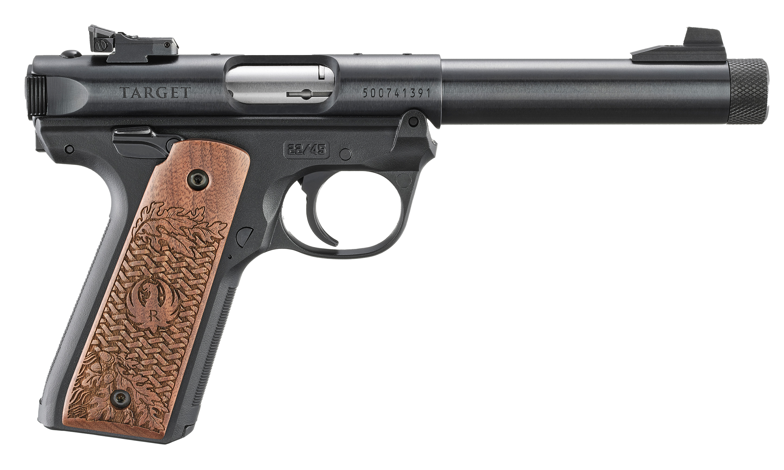 Ruger Mark IV Collector's Series Pistol 40192, 22 LR, 5.5", Oak Leaf/Weave Wood Grips, Blued Finish, 10 Rd