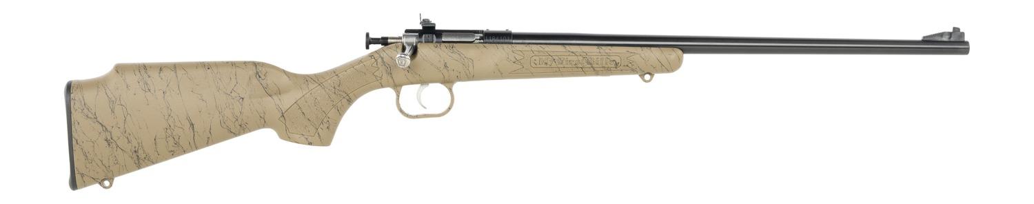 Crickett Single Shot Rifle KSA2343, 22 LR, 16 1/8, Tan w/Black Webbing Stock, Blued Steel Finish