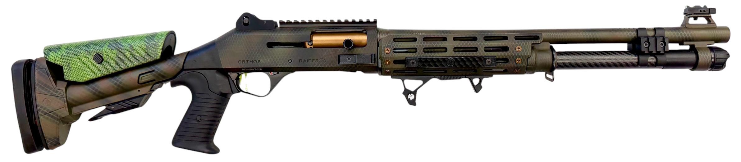 Orthos Arms Orthos Raider S4 Elite Serpent Semi-Auto Shotgun S4RSRE, 12 Gauge, 18.5", Fibertron LED Front Sight, Shock Force Recoil System, 6+1