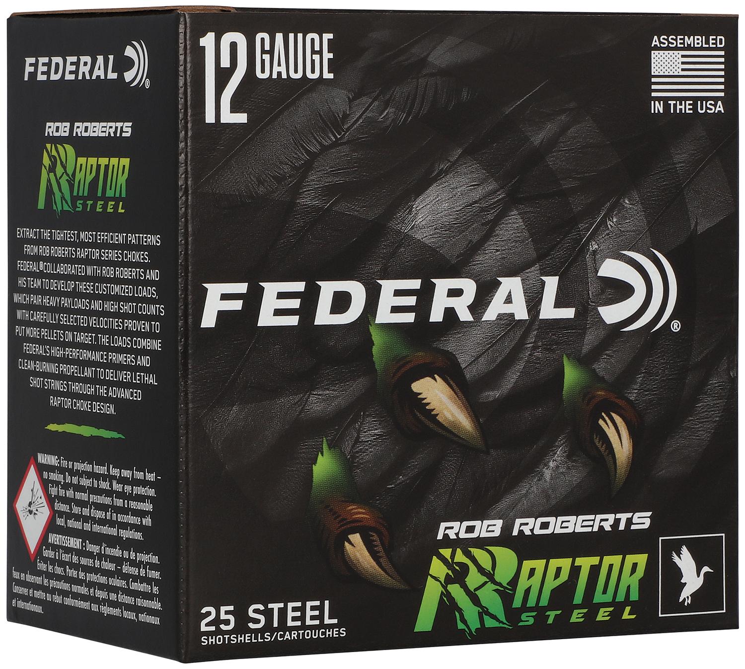 Federal Rob Roberts Raptor Steel Shotshells RRS1383, 12 Gauge, 3 in, 1 3/8 oz, 1400 fps, #3 Shot, 25 Rds/Bx