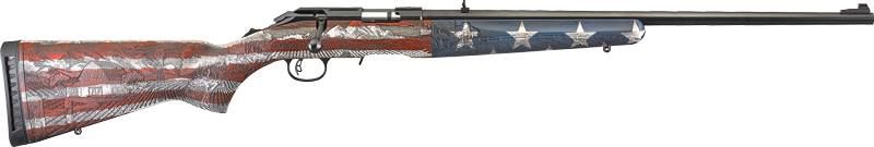 Ruger American Heartland Rifle 8386, 17 HMR, 22", Wood Cerakoted Engraved Farm Scene Stock, 9 Rds