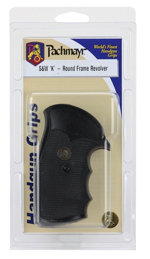 Pachmayr Gripper Grip Checkered Black Rubber with Finger Grooves for S&W K/L Frame with Round Butt 03266