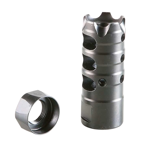 Patriot Ordnance Factory Triple Port Muzzle Brake Black Nitride Steel with 1/2"-28 tpi Threads for 223 Rem, 5.56x45mm NATO AR-Platform 00308