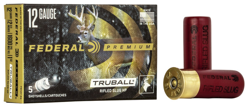 Federal TruBall 12ga 2-3/4″ 438gr. 1oz. TruBall Hollow Point Slug Rifled Slugs 5rd Box #PB127 RS