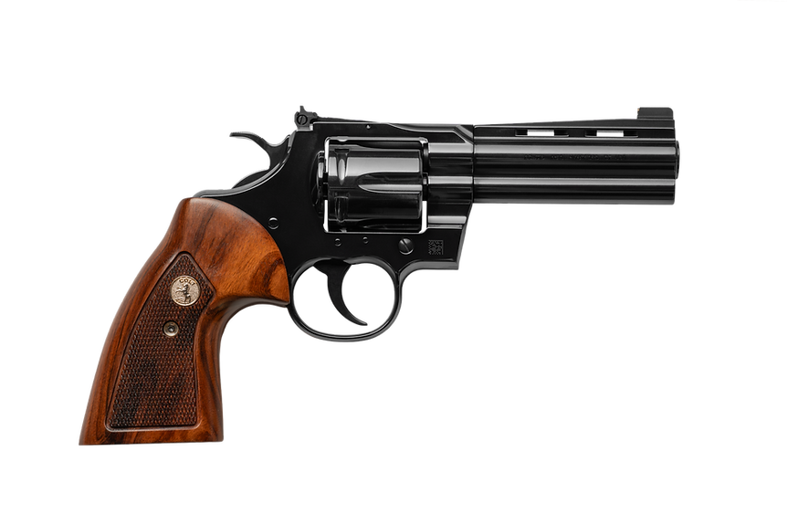 Colt Boa Revolver BOA-BP4WBB, 357 Magnum, 4", Santos Rosewood Grips, Polished Blue Finish, Brass Bead Front Sight, 6 Rds