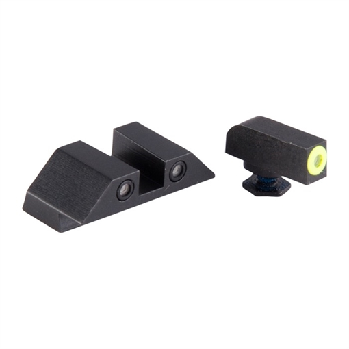 Night Fision GLOCK 17/19/33/46 YELLOW FRONT & BLACK SQUARE NOTCH REAR GLK-001-003-YGZG