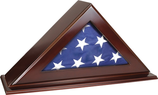 Peace Keeper Patriot Flag Case Key Entry Mahogany Stain Wood Holds 1 Handgun 22" W x 4.25" D x 11.50" H PFC