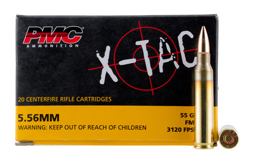 PMC X-Tac 5.56x45mm NATO, 55gr, FMJBT, 20rd Box