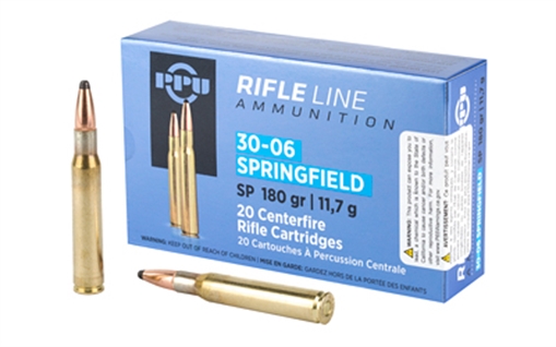 PPU Standard Rifle 30-06Springfield 180gr Soft Point 20 Per Box/10 Case PP30063