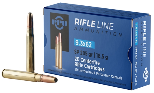 PPU Metric Rifle 9.3mmx62Mauser 285gr Soft Point 20 Per Box/10 Case PP9362