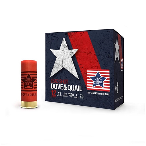 PPU Stars & Stripes Dove & Quail Shotshells 12ga 2-3/4'' 1 oz 1250 fps #7.5 25/ct CDQ12875