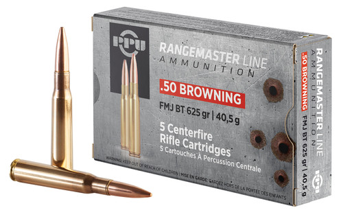 PPU Rangemaster .50 BMG, 625gr, FMJ, 5rd Box