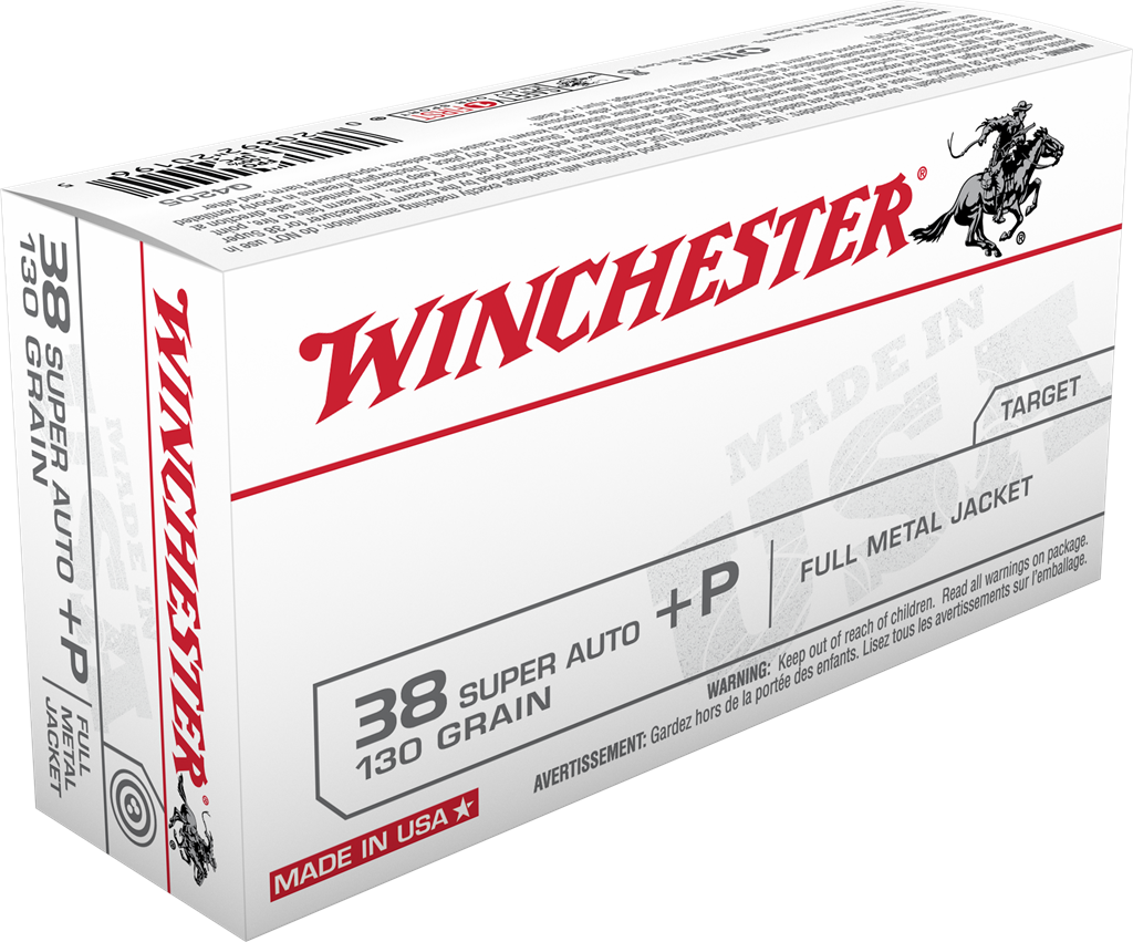 Winchester USA 38 Super Auto+P 130gr. FMJ 50rd Box #Q4205