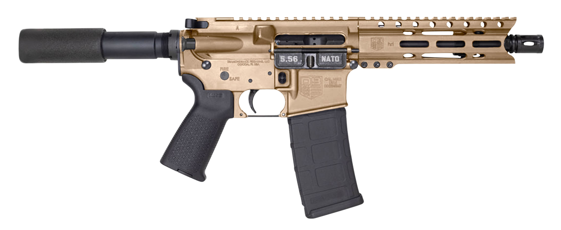 Diamondback Carbon DB15 Pistol DB1912K061, 5.56 NATO, 7in, No Stock, MOE Grips, FDE Finish, 30 Rds