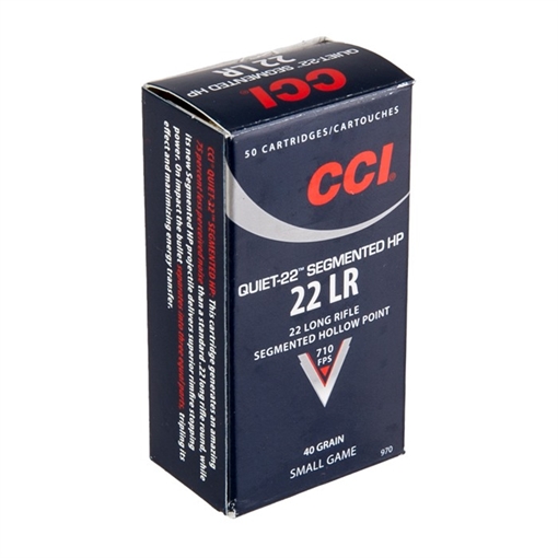 CCI 22 LR 40GR SEGMENTED HP "QUIET 22" 50 RD/BX 100 BX/CS 970