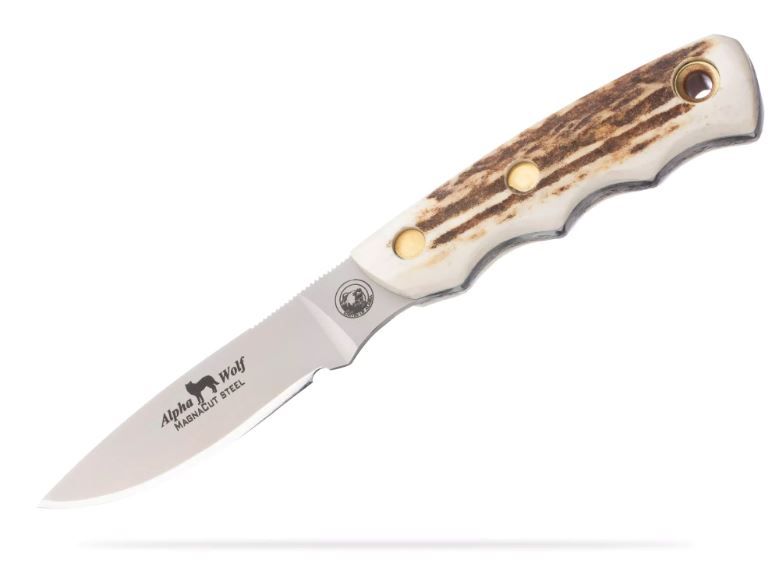 Knives of Alaska Alpha Wolf Knife Steel Drop Point/Stag Handel (00332FG)