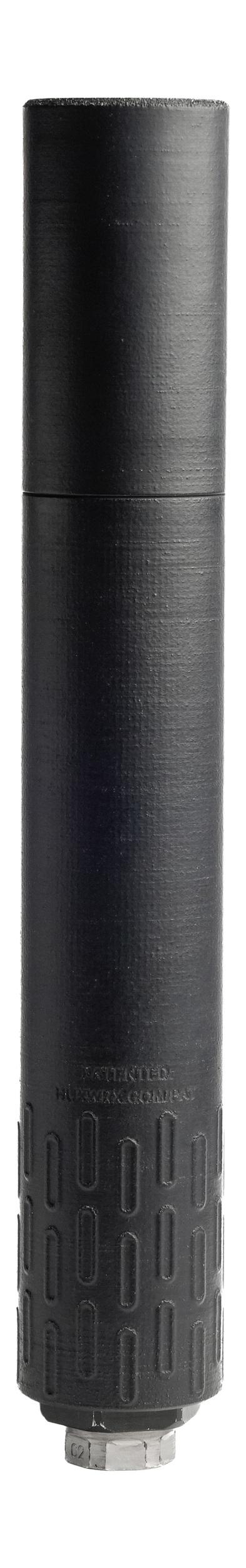 HUXWRX Flow 9 M Flow-Through 9mm. Titanium Suppressor 1/2x28 Piston, Black Finish