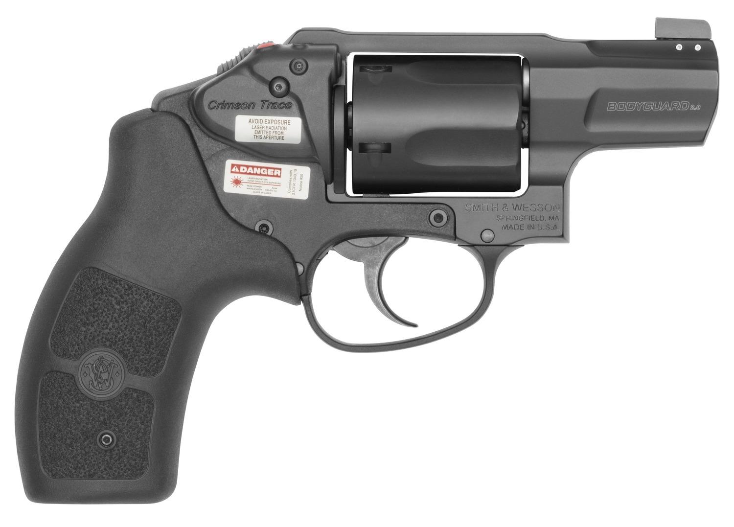 Smith & Wesson Bodyguard 2.0 Revolver 14508, 38 Special, 1.9", Black Synthetic Grip, PVD Coated Finish, w/Crimson Trace Laser, 5 Rd