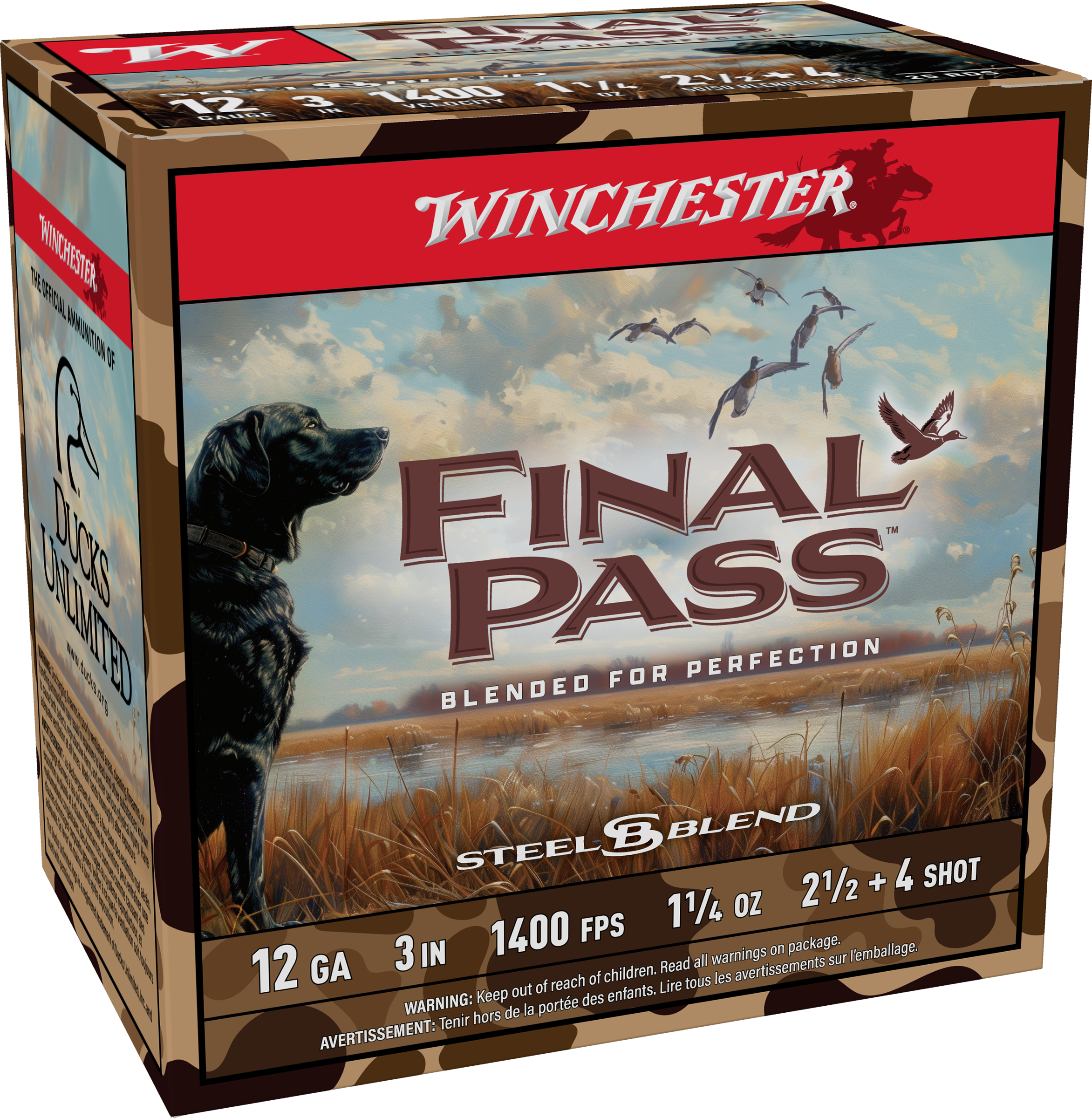 Winchester Final Pass FP123254, 12 Gauge, 3", 1 1/4 oz, 1400fps, 2.5/4 Shot, 25 Rd/bx