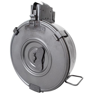 RWB AK-47 7.62x39mm Drum Mag, Steel, Hinged, Black, 75rd