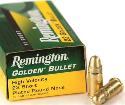 Remington Ammunition Golden Bullet 22Short 29gr Plated Lead Round Nose 100 Per Box/50 Case 21001