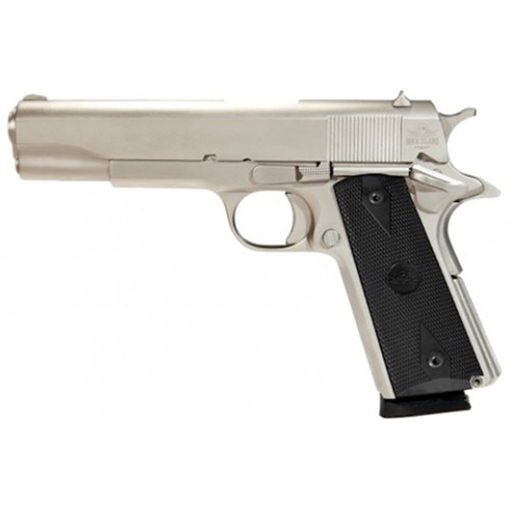 Rock Island Rock Standard FS 45 ACP 8+1 5" Barrel, Overall Matte Nickel Finish Steel, Beavertail Frame, Serrated Slide & Black Rubber Grip 51448