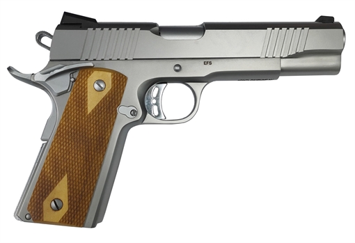 Rock Island Rock Full Size 9mm Luger 10+1, 5" Stainless Steel Barrel & Serrated Slide, Matte Stainless Steel Frame w/Beavertail, Wood Double Checkered Grip 56828