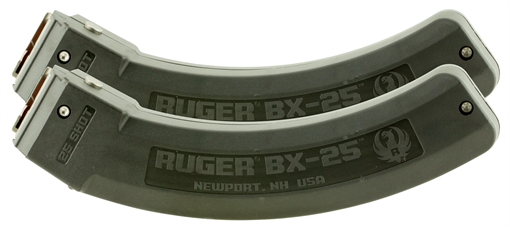 Ruger BX-25 Value Pack 25rd Magazine Fits Ruger 10/22/SR/77/Charger 22LR BX-25 Black 2 Pack 90548