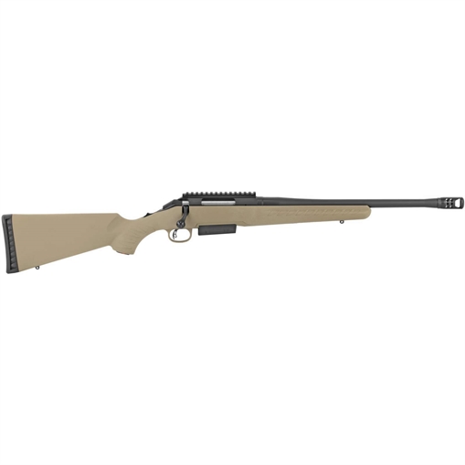 Ruger American Ranch Full Size 450 Bushmaster 3+1 16.12" Matte Black Threaded Barrel, Matte Black Picatinny Rail Steel Receiver, Flat Dark Earth Fixed Synthetic Stock, Right Hand 16950