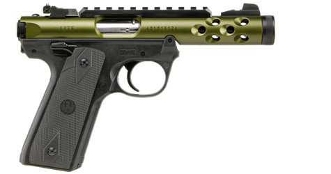 Ruger Mark IV 22/45 Lite 22 LR, 4.4" Threaded Barrel, Green Slide, Black Frame, 10rd