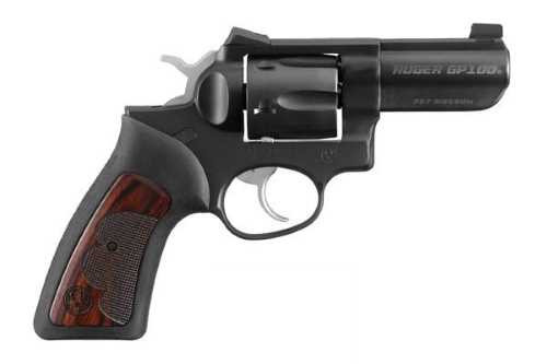 Ruger GP100 TALO Exclusive 357 Magnum/38 Special, 3" Barrel, Blued Frame, Rubber w/ Deluxe Wood Panels Grip, 6rd