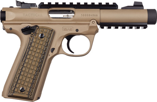 Ruger Mark IV 22/45 Tactical 22 LR, 4.4" Threaded Barrel, Flat Dark Earth, Zytel Polymer Grip, 10rd
