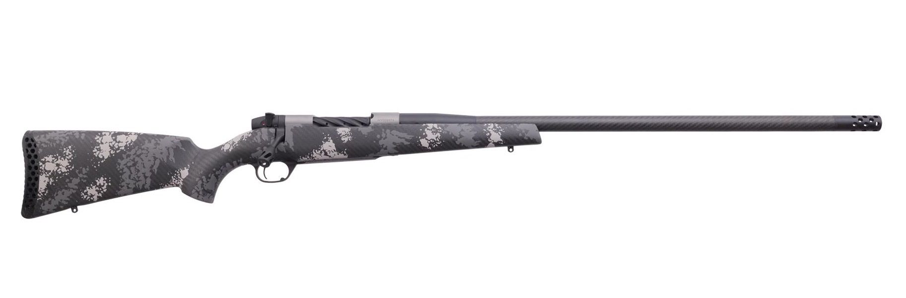 Weatherby Mark V Backcountry Ti Carbon Rifle MCT20N243NR4B, 243 Win, 22", Carbon Fiber W/grey & White Stock, 5 Rds