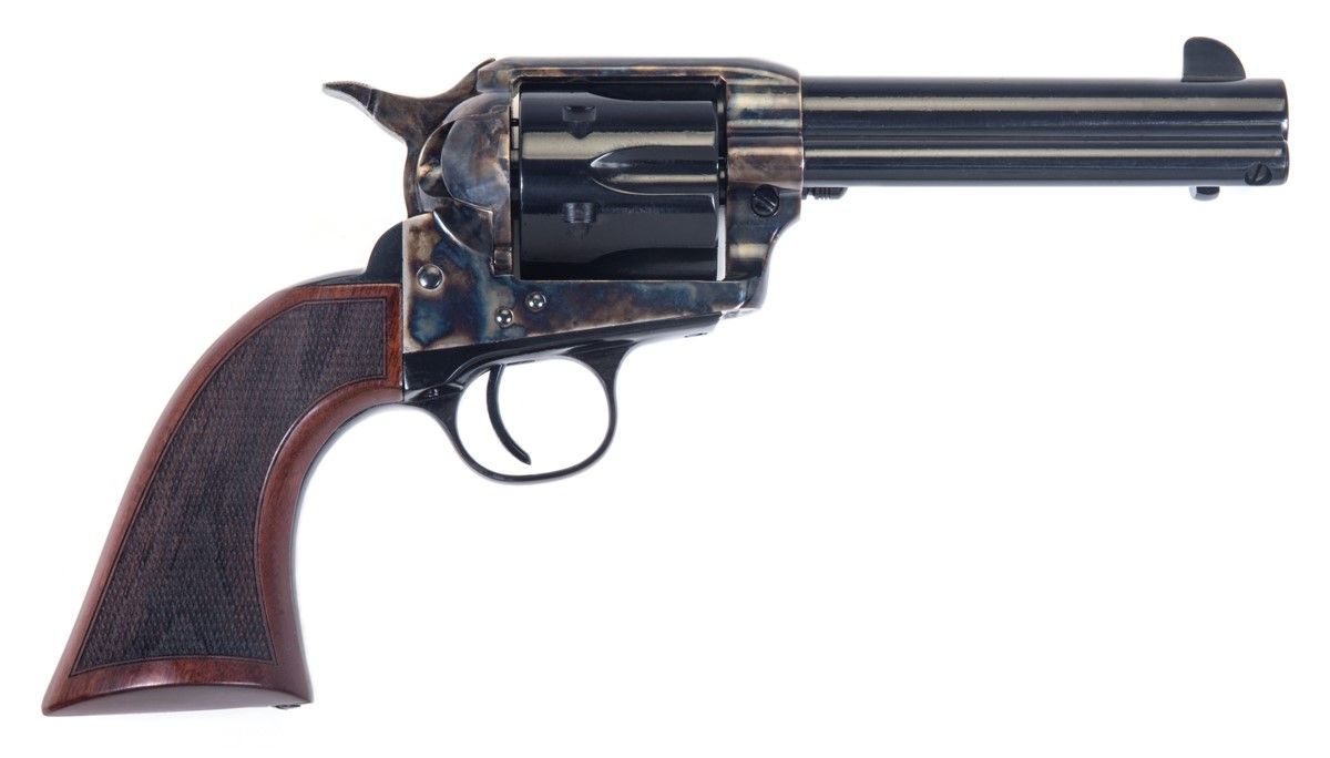 Taylors Gunfighter Defender Revolver 555168DE, 45 Long Colt, 4.75in, Walnut Grips, Case Hardened, 6 Rds