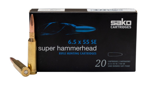 Sako Super Hammerhead 6.5x55mm SE, 140gr, Bonded Soft Point, 20rd Box