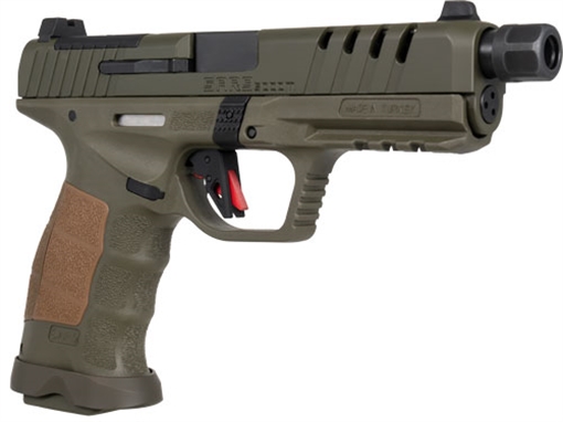 SAR SAR9 SOCOM HGA 9MM 5.2 IN THREADED BBL OPTIC READY 3 DOT NIGHT SIGHTS OD GREEN 1/17 1/21RD MAG SAR9SOCOMOD
