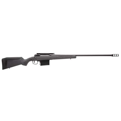 Savage Arms 110 Long Range Hunter, Bolt Action Rile, Long Action, 338 Lapua, 26" Barrel, Muzzle Brake, Matte Finish, Black, Gray Synthetic Stock, 1 Magazine, 5 Rounds, Right Hand 0113566 57037