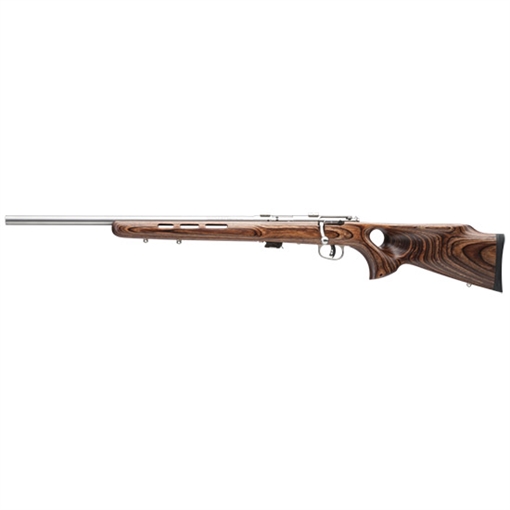 Savage Arms Mark II BTV Full Size 22 LR 5+1 21" Satin Heavy Button Rifled Barrel, Satin Drilled & Tapped Stainless Steel Receiver, Satin Brown Thumbhole Laminate Stock, Left Hand 25795