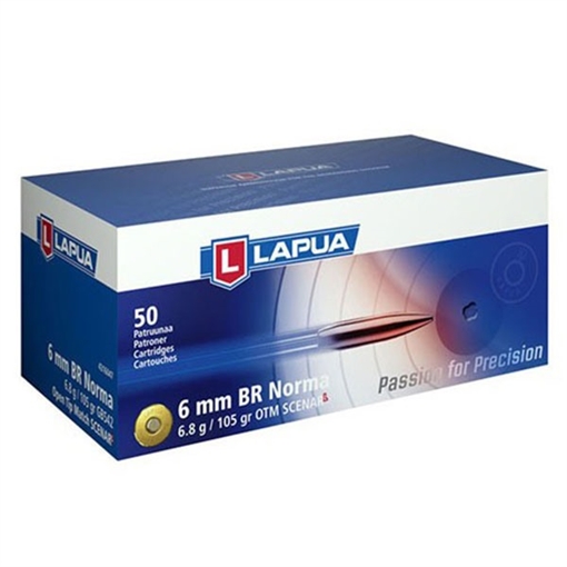 Lapua OTM Rifle Ammo 6mm BR Norma 105 gr Scenar-L 2674 fps 50/ct 4316047