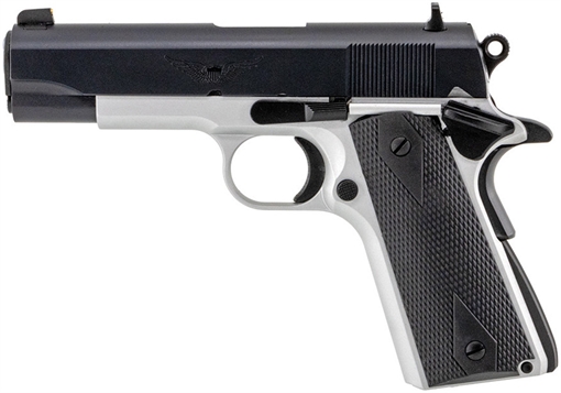 Tisas 1911 Aviator Carry Frame 45 ACP 7+1, 4.25" Stainless Steel Barrel, Black Cerakote Serrated Carbon Steel Slide, Aluminum/Black Cerakote Aluminum Frame w/Beavertail, Black Overmolded Grip 10100128