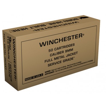 Winchester Service Grade 9mm Luger 115gr. FMJ 50rd Box #SG9W