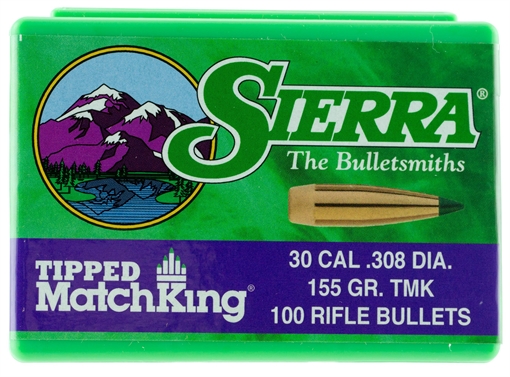 Sierra Tipped MatchKing Rifle Bullets .30 cal / 7.62mm .308" 155 gr. TMK Match 100/rds 7755