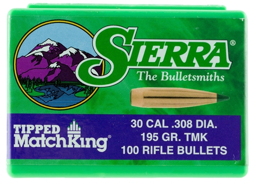 Sierra Matchking Rifle Bullets .30 cal/7.62mm .308" 195 gr TMK Match 100/ct 7795