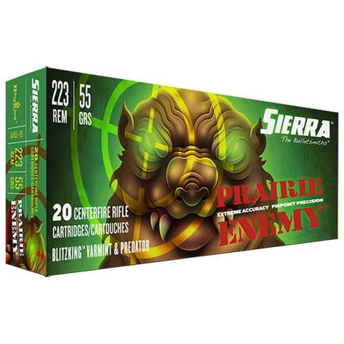 Sierra Bullets, Prairie Enemy, 223 Rem, 55Gr, BlitzKing, 20rd Box