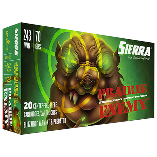 Sierra Bullets, Prairie Enemy, 243 Win, 70Gr, BlitzKing, 20rd Tip