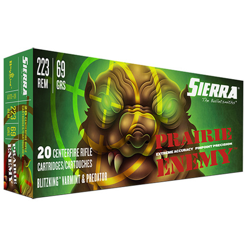 Sierra Bullets, Prairie Enemy, 223 Rem, 69Gr, BlitzKing, 20rd Box